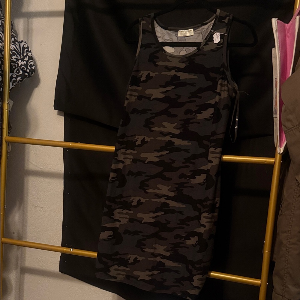 Bobbie Brooks Camo Mini Dress - Black and Brown